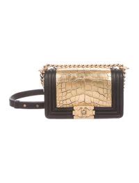 gold alligator chanel small boy bag